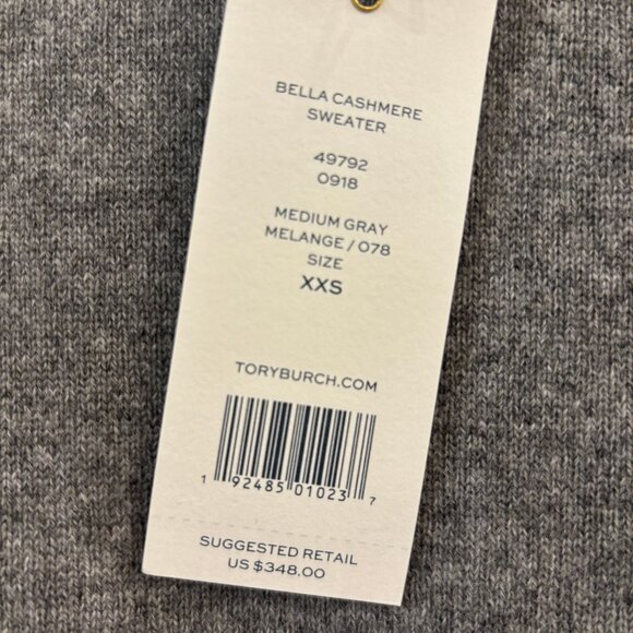 Tory Burch 100% Cashmere Bella Sweater Gray Size XXS NWT - Picture 6 of 7